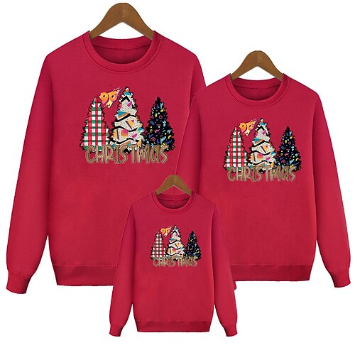 Family Christmas Sweatshirt Letter Christmas Tree Casual Black Red Gray Long Sleeve Daily Matching Outfits
Family Christmas Sweatshirt Letter Christmas Tree Casual Black Red Gray Long Sleeve Daily Matching Outfits