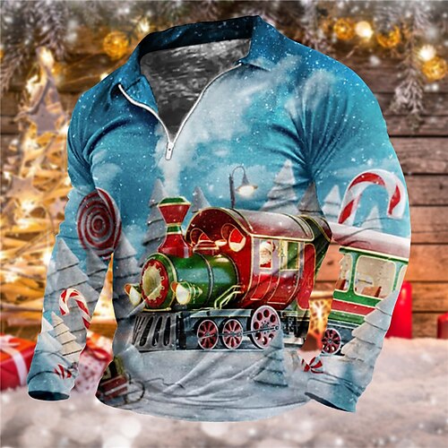 Men's Collar Polo Shirt Golf Shirt Graphic Prints Turndown Blue Gray 3D Print Christmas Street Long Sleeve Zipper Print Clothing Apparel Fashion Designer Casual Soft
Men's Collar Polo Shirt Golf Shirt Graphic Prints Turndown Blue Gray 3D Print Christmas Street Long Sleeve Zipper Print Clothing Apparel Fashion Designer Casual Soft