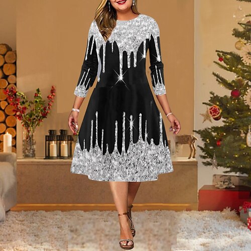 Women's Plus Size Party Dress Color Gradient Crew Neck Print 3/4 Length Sleeve Winter Fall Stylish Work Elegant Prom Dress Midi Dress Party Date Dress
Women's Plus Size Party Dress Color Gradient Crew Neck Print 3/4 Length Sleeve Winter Fall Stylish Work Elegant Prom Dress Midi Dress Party Date Dress