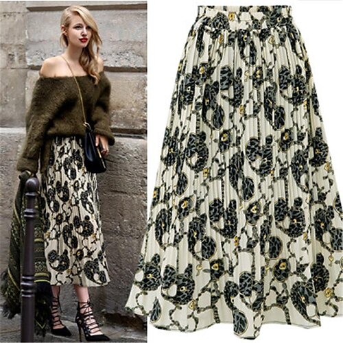 Women's Swing Midi Polyester Black White Skirts Summer Print Elegant Going out Casual Daily One-Size
Women's Swing Midi Polyester Black White Skirts Summer Print Elegant Going out Casual Daily One-Size