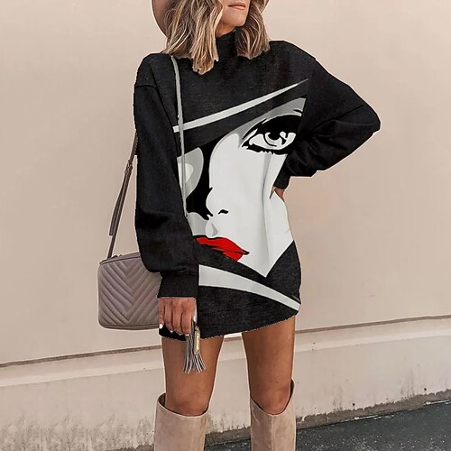 Women's Casual Dress T Shirt Dress Tee Dress Mini Dress Black Long Sleeve Graphic Print Winter Fall Spring Stand Collar Stylish Weekend 2022 S M L XL XXL 3XL
Women's Casual Dress T Shirt Dress Tee Dress Mini Dress Black Long Sleeve Graphic Print Winter Fall Spring Stand Collar Stylish Weekend 2022 S M L XL XXL 3XL