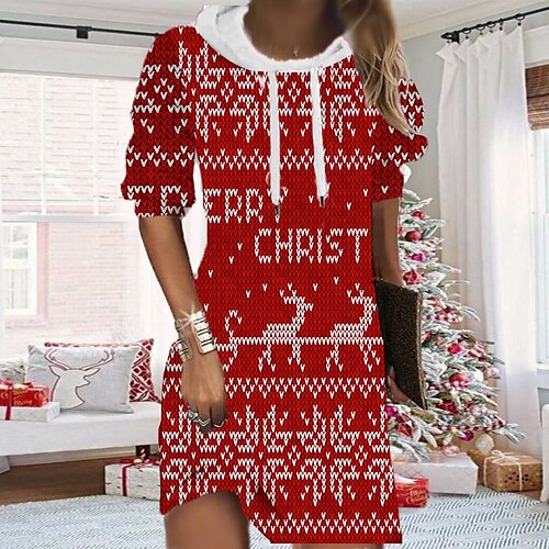 Women's Christmas Hoodie Dress Shift Dress Mini Dress Black Wine Red Long Sleeve Plaid Print Winter Fall Spring Hooded Fashion Christmas Daily Loose Fit 2022 S M L XL XXL 3XL
Women's Christmas Hoodie Dress Shift Dress Mini Dress Black Wine Red Long Sleeve Plaid Print Winter Fall Spring Hooded Fashion Christmas Daily Loose Fit 2022 S M L XL XXL 3XL