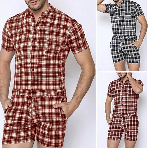 Men's Shorts Jumpsuit Pocket Plaid Comfort Short Daily Going out Streetwear Linen / Cotton Blend Stylish Casual Blue Red
Men's Shorts Jumpsuit Pocket Plaid Comfort Short Daily Going out Streetwear Linen / Cotton Blend Stylish Casual Blue Red