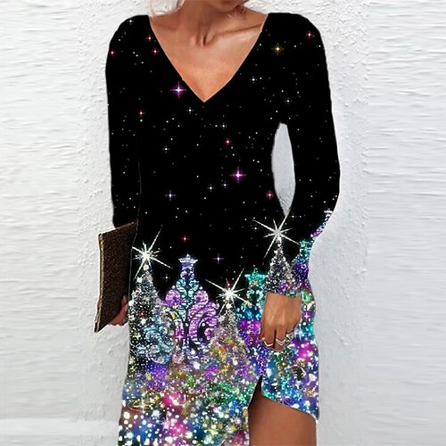 Women's Casual Dress T Shirt Dress Tee Dress Mini Dress Black Long Sleeve Christmas Tree Print Winter Fall Spring V Neck Fashion Christmas Daily 2022 S M L XL XXL 3XL
Women's Casual Dress T Shirt Dress Tee Dress Mini Dress Black Long Sleeve Christmas Tree Print Winter Fall Spring V Neck Fashion Christmas Daily 2022 S M L XL XXL 3XL