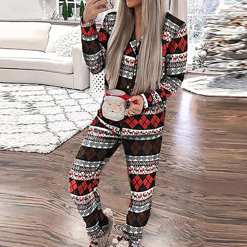 Women's Christmas Loungewear Sets Elk Grid / Plaid Casual Comfort Soft Home Christmas Daily 0Lapel Long Sleeve Pant Button Winter Fall Black
Women's Christmas Loungewear Sets Elk Grid / Plaid Casual Comfort Soft Home Christmas Daily 0Lapel Long Sleeve Pant Button Winter Fall Black