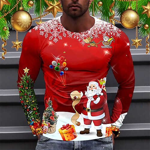 Men's T shirt Tee Santa Claus Graphic Prints Crew Neck Red 3D Print Outdoor Christmas Long Sleeve Print Clothing Apparel Basic Sports Designer Casual
Men's T shirt Tee Santa Claus Graphic Prints Crew Neck Red 3D Print Outdoor Christmas Long Sleeve Print Clothing Apparel Basic Sports Designer Casual