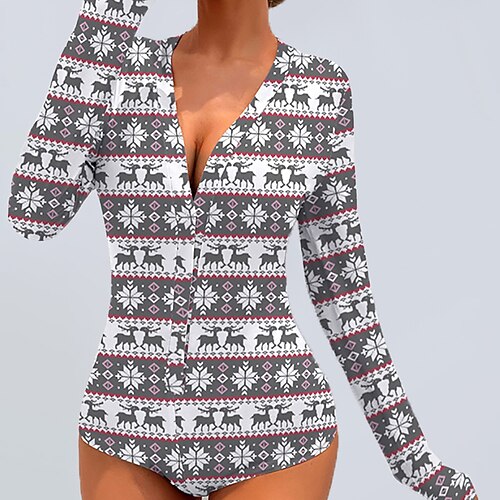 Women's Bodysuit Print Floral V Neck Streetwear Christmas Holiday Regular Fit Long Sleeve Gray S M L Winter
Women's Bodysuit Print Floral V Neck Streetwear Christmas Holiday Regular Fit Long Sleeve Gray S M L Winter