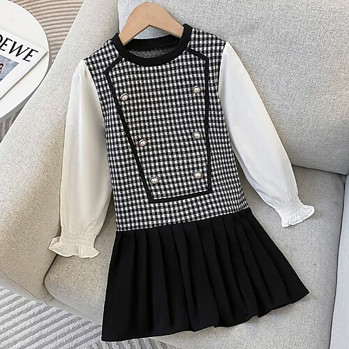 Kids Girls' Dress Plaid Casual Dress Knee-length Dress School Patchwork Long Sleeve Daily Dress 3-12 Years Winter Black / Fall / Spring
Kids Girls' Dress Plaid Casual Dress Knee-length Dress School Patchwork Long Sleeve Daily Dress 3-12 Years Winter Black / Fall / Spring