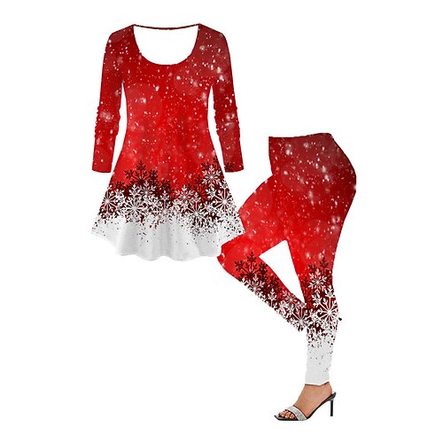 Women's Plus Size Tops Set Snowflake Print Long Sleeve Crew Neck Casual Festival Christmas Daily Polyester Winter Fall Wine Red
Women's Plus Size Tops Set Snowflake Print Long Sleeve Crew Neck Casual Festival Christmas Daily Polyester Winter Fall Wine Red