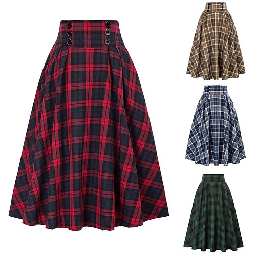 Women's Work Skirts Plaid Skirt Midi Polyester Green Blue Yellow Red Skirts Winter Long Print Fashion Casual Long Christmas S M L
Women's Work Skirts Plaid Skirt Midi Polyester Green Blue Yellow Red Skirts Winter Long Print Fashion Casual Long Christmas S M L