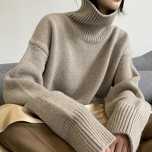 Women's Pullover Sweater jumper Jumper Crochet Knit Cropped Knitted Solid Color Turtleneck Stylish Casual Daily Holiday Winter Fall Light Brown S M L / Long Sleeve / Regular Fit
Women's Pullover Sweater jumper Jumper Crochet Knit Cropped Knitted Solid Color Turtleneck Stylish Casual Daily Holiday Winter Fall Light Brown S M L / Long Sleeve / Regular Fit