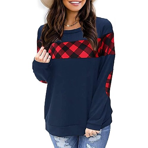Womens Long Sleeve Color Block Plaid Tops Elbow Patch Casual Shirt Pullover Sweatshirt
Womens Long Sleeve Color Block Plaid Tops Elbow Patch Casual Shirt Pullover Sweatshirt