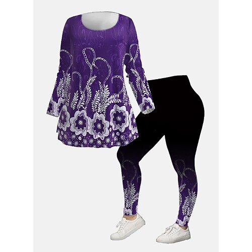 Women's Plus Size Tops Set Graphic Print Long Sleeve Crew Neck Modern Festival Vacation Polyester Winter Fall Black Purple
Women's Plus Size Tops Set Graphic Print Long Sleeve Crew Neck Modern Festival Vacation Polyester Winter Fall Black Purple
