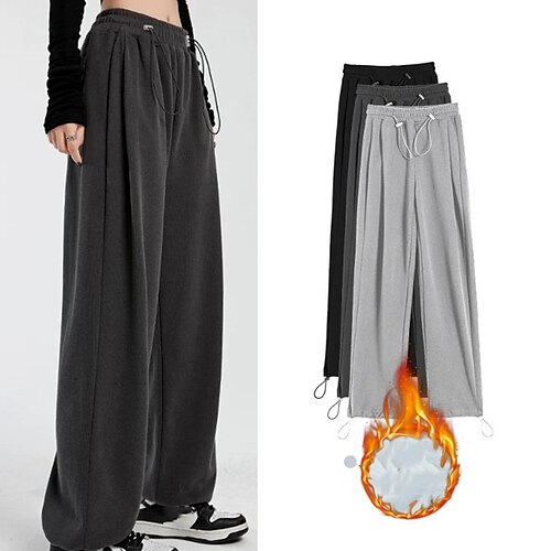 Women's Fleece Pants Pants Trousers Elastic Drawstring Design Straight Leg Plain Classic Modern Thick Winter Black Light Grey Dark Gray
Women's Fleece Pants Pants Trousers Elastic Drawstring Design Straight Leg Plain Classic Modern Thick Winter Black Light Grey Dark Gray