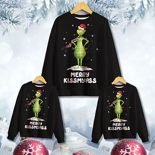 Family Ugly Christmas Sweatshirt Pullover Cartoon Casual Crewneck Black Long Sleeve Adorable Matching Outfits
Family Ugly Christmas Sweatshirt Pullover Cartoon Casual Crewneck Black Long Sleeve Adorable Matching Outfits