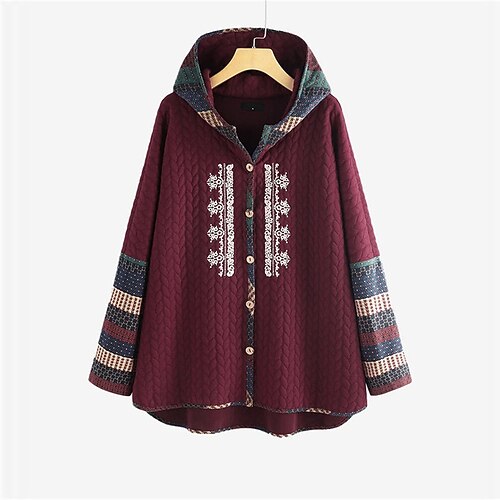 Women's Plus Size Hoodie Coat Button Pocket Color Block Tribal Outdoor Causal Long Sleeve Hooded Regular Winter Fall Wine Dark Blue L XL XXL 3XL 4XL
Women's Plus Size Hoodie Coat Button Pocket Color Block Tribal Outdoor Causal Long Sleeve Hooded Regular Winter Fall Wine Dark Blue L XL XXL 3XL 4XL
