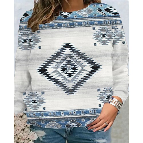 Women's Plus Size Tops Pullover Sweatshirt Geometry Print Long Sleeve Crew Neck Vintage Ethnic Casual Daily Going out Polyester Winter Fall Blue
Women's Plus Size Tops Pullover Sweatshirt Geometry Print Long Sleeve Crew Neck Vintage Ethnic Casual Daily Going out Polyester Winter Fall Blue