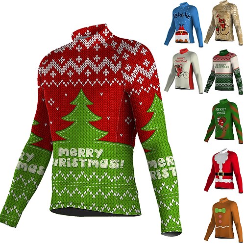 Men's Cycling Jersey Long Sleeve Bike Jersey Top with 3 Rear Pockets Ugly Christmas Funny Christmas Mountain Bike MTB Road Bike Cycling Breathable Quick Dry Moisture Wicking Reflective Strips Green
Men's Cycling Jersey Long Sleeve Bike Jersey Top with 3 Rear Pockets Ugly Christmas Funny Christmas Mountain Bike MTB Road Bike Cycling Breathable Quick Dry Moisture Wicking Reflective Strips Green