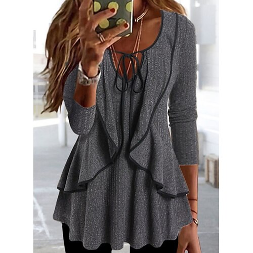 Women's Plus Size Tops Blouse Plain 3/4 Length Sleeve V Neck Fashion Modern Vacation Going out Polyester Winter Fall Dark Gray
Women's Plus Size Tops Blouse Plain 3/4 Length Sleeve V Neck Fashion Modern Vacation Going out Polyester Winter Fall Dark Gray