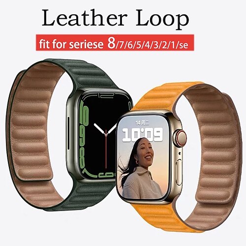 Smart Watch Band Compatible with Apple iWatch 38/40/41mm 42/44/45/49mm Ultra Series 8 7 6 5 4 3 2 1 SE Leather Loop for iWatch Smartwatch Strap Wristband Genuine Leather Magnetic Clasp
Smart Watch Band Compatible with Apple iWatch 38/40/41mm 42/44/45/49mm Ultra Series 8 7 6 5 4 3 2 1 SE Leather Loop for iWatch Smartwatch Strap Wristband Genuine Leather Magnetic Clasp