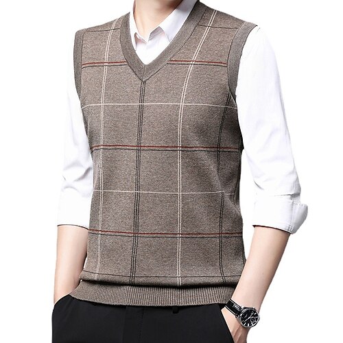 Men's Sweater Vest Wool Sweater Pullover Sweater Jumper Ribbed Knit Knitted Color Block V Neck Business Modern Contemporary Work Daily Wear Clothing Apparel Sleeveless Spring & Fall Camel Dark Grey
Men's Sweater Vest Wool Sweater Pullover Sweater Jumper Ribbed Knit Knitted Color Block V Neck Business Modern Contemporary Work Daily Wear Clothing Apparel Sleeveless Spring & Fall Camel Dark Grey