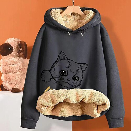 Women's Hoodie Sweatshirt Pullover Sherpa Fleece Teddy Blue Orange Dark Gray Cat Casual Hoodie Long Sleeve S M L XL 2XL 3XL
Women's Hoodie Sweatshirt Pullover Sherpa Fleece Teddy Blue Orange Dark Gray Cat Casual Hoodie Long Sleeve S M L XL 2XL 3XL