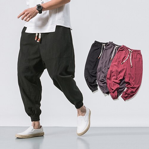 Herre Jogger Linnedbukser Bukser Sommerbukser Casual bukser Snørelukning Elastisk Talje Vanlig Komfort Åndbart Afslappet Daglig Streetwear hør / bomuldsblanding Sport Mode Løstsiddende Sort Rød
Herre Jogger Linnedbukser Bukser Sommerbukser Casual bukser Snørelukning Elastisk Talje Vanlig Komfort Åndbart Afslappet Daglig Streetwear hør / bomuldsblanding Sport Mode Løstsiddende Sort Rød