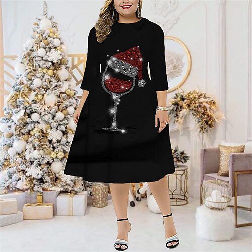 Women's Plus Size Christmas Dress Work Dress Letter 3/4 Length Sleeve Winter Fall Midi Dress Christmas Dress Work Dress
Women's Plus Size Christmas Dress Work Dress Letter 3/4 Length Sleeve Winter Fall Midi Dress Christmas Dress Work Dress