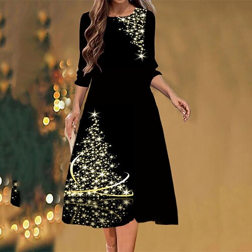 Women's Christmas Casual Dress Shift Dress Midi Dress Black 3/4 Length Sleeve Tree Ruched Winter Fall Autumn Fashion Daily 2022 S M L XL XXL 3XL
Women's Christmas Casual Dress Shift Dress Midi Dress Black 3/4 Length Sleeve Tree Ruched Winter Fall Autumn Fashion Daily 2022 S M L XL XXL 3XL