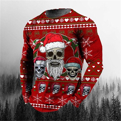 Men's T shirt Tee Skull Graphic Prints Crew Neck Green / Red Black Red 3D Print Christmas Daily Long Sleeve Print Clothing Apparel Basic Streetwear Designer Casual
Men's T shirt Tee Skull Graphic Prints Crew Neck Green / Red Black Red 3D Print Christmas Daily Long Sleeve Print Clothing Apparel Basic Streetwear Designer Casual