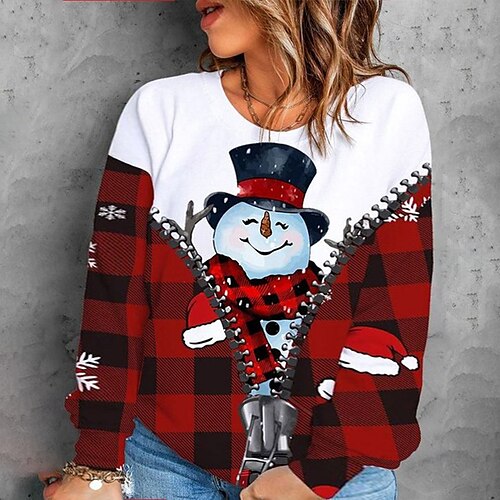 Women's Plus Size Christmas Tops Pullover Sweatshirt Plaid Snowman Print Long Sleeve Casual Going out Polyester Winter Fall Dark Red
Women's Plus Size Christmas Tops Pullover Sweatshirt Plaid Snowman Print Long Sleeve Casual Going out Polyester Winter Fall Dark Red
