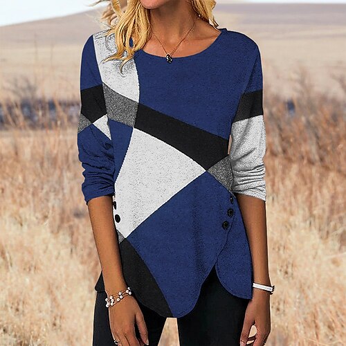 Women's T shirt Tee Green Blue Light Green Color Block Print Long Sleeve Daily Weekend Basic Round Neck Regular Painting S
Women's T shirt Tee Green Blue Light Green Color Block Print Long Sleeve Daily Weekend Basic Round Neck Regular Painting S