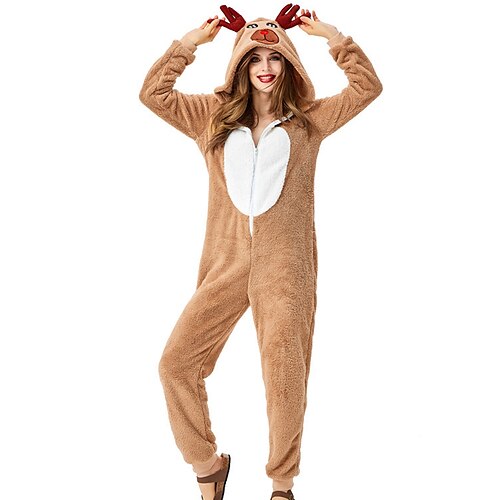 Women's Christmas Loungewear Kigurumi Pajamas Onesies Jumpsuits Cartoon Elk Warm Comfort Soft Home Christmas Vacation Fleece Hoodie Long Sleeve Pocket Embroidery Winter Fall Khaki
Women's Christmas Loungewear Kigurumi Pajamas Onesies Jumpsuits Cartoon Elk Warm Comfort Soft Home Christmas Vacation Fleece Hoodie Long Sleeve Pocket Embroidery Winter Fall Khaki