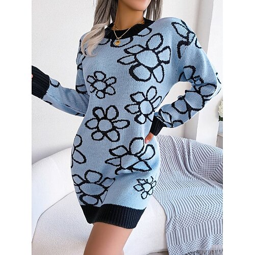 Women's Sweater Dress Mini Dress Blue Pink Khaki Long Sleeve Floral Knit Winter Fall Autumn Crew Neck Modern Date Loose Fit 2022 S M L
Women's Sweater Dress Mini Dress Blue Pink Khaki Long Sleeve Floral Knit Winter Fall Autumn Crew Neck Modern Date Loose Fit 2022 S M L