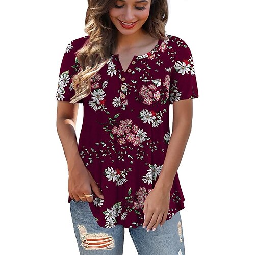 Women's Tops Casual Blouses Henley Shirts V Neck Summer Short Sleeve Tunic Tops, M-4XL
Women's Tops Casual Blouses Henley Shirts V Neck Summer Short Sleeve Tunic Tops, M-4XL