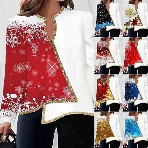 Women's Plus Size Christmas Tops Blouse Shirt Floral Snowflake Print Long Sleeve V Neck Casual Festival Mature Daily Polyester Winter Fall Green Black
Women's Plus Size Christmas Tops Blouse Shirt Floral Snowflake Print Long Sleeve V Neck Casual Festival Mature Daily Polyester Winter Fall Green Black