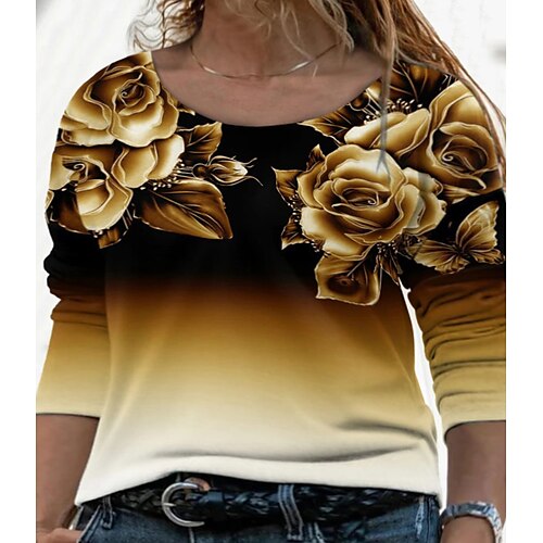 Dame T skjorte Svart Gul Lysegrønn Blomstret Trykt mønster Langermet Daglig Valentinsdag Gatemote Valentinsdag Crewneck Normal Store størrelser L
Dame T skjorte Svart Gul Lysegrønn Blomstret Trykt mønster Langermet Daglig Valentinsdag Gatemote Valentinsdag Crewneck Normal Store størrelser L