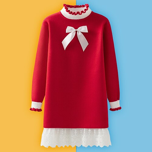 Kids Girls' Sweater Dress Solid Color Sweater Dress Dress Performance Crew Neck Long Sleeve Adorable Dress 4-13 Years Winter Pink Red Beige
Kids Girls' Sweater Dress Solid Color Sweater Dress Dress Performance Crew Neck Long Sleeve Adorable Dress 4-13 Years Winter Pink Red Beige
