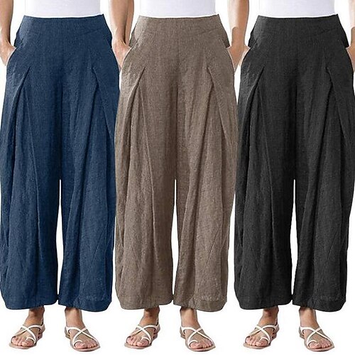 Women's Wide Leg Pants Trousers Patchwork Pocket Plain Classic Light Spring & Fall Black Khaki Dark Blue
Women's Wide Leg Pants Trousers Patchwork Pocket Plain Classic Light Spring & Fall Black Khaki Dark Blue