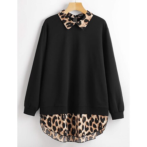 Women's Plus Size Tops Blouse Shirt Leopard Print Long Sleeve Shirt Collar Fashion Casual Daily Vacation Polyester Winter Fall Black
Women's Plus Size Tops Blouse Shirt Leopard Print Long Sleeve Shirt Collar Fashion Casual Daily Vacation Polyester Winter Fall Black