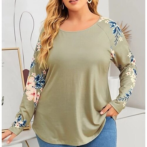 Women's Plus Size Tops T shirt Tee Floral Print Long Sleeve Crew Neck Casual Modern Vacation Weekend Polyester Winter Fall Green
Women's Plus Size Tops T shirt Tee Floral Print Long Sleeve Crew Neck Casual Modern Vacation Weekend Polyester Winter Fall Green