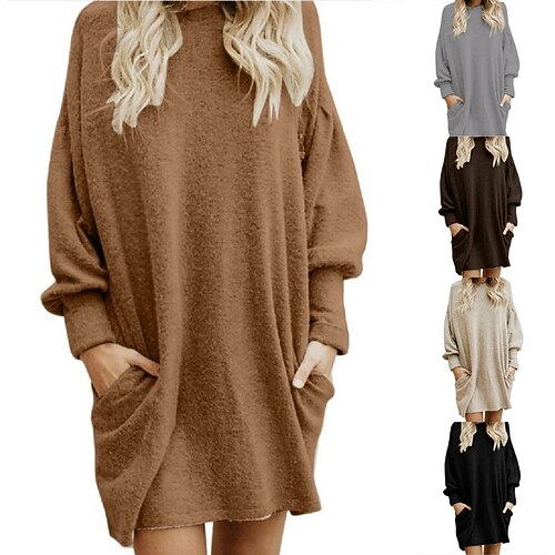 Women's Sweater Dress Winter Dress Casual Dress khaki Brown Beige Grey Black Long Sleeve Pure Color Pocket Winter Fall Crew Neck Turtleneck Stylish Casual Fit 2022 S M L XL Cotton
Women's Sweater Dress Winter Dress Casual Dress khaki Brown Beige Grey Black Long Sleeve Pure Color Pocket Winter Fall Crew Neck Turtleneck Stylish Casual Fit 2022 S M L XL Cotton