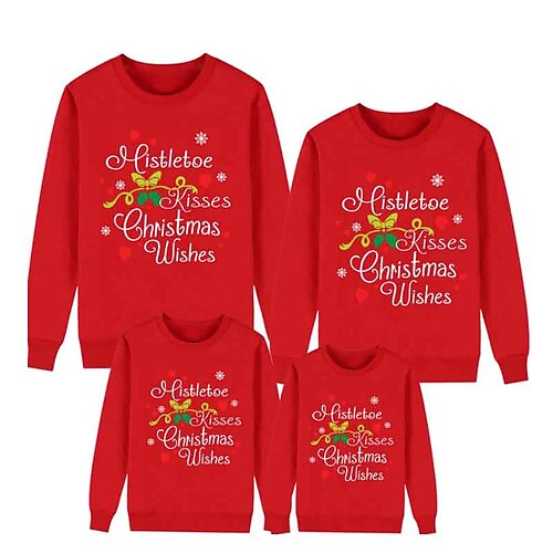 Family Christmas Sweatshirt Letter Casual Black Red Long Sleeve Daily Matching Outfits
Family Christmas Sweatshirt Letter Casual Black Red Long Sleeve Daily Matching Outfits