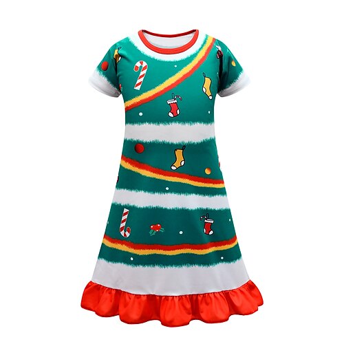 Kids Girls' Christmas Dress Cartoon A Line Dress Knee-length Dress Performance Crew Neck Short Sleeve Costume Dress 2-12 Years Spring Green
Kids Girls' Christmas Dress Cartoon A Line Dress Knee-length Dress Performance Crew Neck Short Sleeve Costume Dress 2-12 Years Spring Green