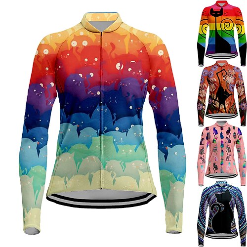 Women's Cycling Jersey Long Sleeve Bike Jersey Top with 3 Rear Pockets Mountain Bike MTB Road Bike Cycling Breathable Quick Dry Moisture Wicking Reflective Strips Purple Yellow Rosy Pink Cat
Women's Cycling Jersey Long Sleeve Bike Jersey Top with 3 Rear Pockets Mountain Bike MTB Road Bike Cycling Breathable Quick Dry Moisture Wicking Reflective Strips Purple Yellow Rosy Pink Cat