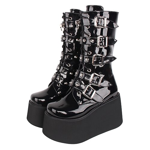 stivali da combattimento da donna a metà polpaccio punk gotico scarpe rampicanti fatte a mano piattaforma grossa tacco alto punta tonda pelle verniciata 10 cm
stivali da combattimento da donna a metà polpaccio punk gotico scarpe rampicanti fatte a mano piattaforma grossa tacco alto punta tonda pelle verniciata 10 cm