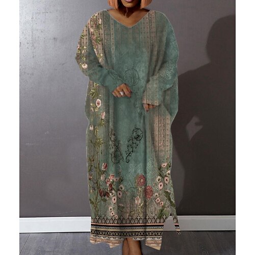 Women's Plus Size Shift Dress Floral V Neck Long Sleeve Winter Fall Stylish Modern Maxi long Dress Daily Holiday Dress
Women's Plus Size Shift Dress Floral V Neck Long Sleeve Winter Fall Stylish Modern Maxi long Dress Daily Holiday Dress
