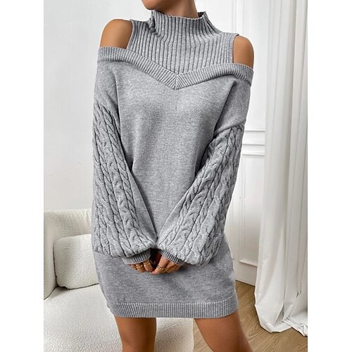 Women's Sweater Dress Casual Dress Knit Dress Mini Dress Gray Long Sleeve Pure Color Cold Shoulder Winter Fall Autumn Turtleneck Modern Vacation Weekend 2022 S M L XL XXL 3XL
Women's Sweater Dress Casual Dress Knit Dress Mini Dress Gray Long Sleeve Pure Color Cold Shoulder Winter Fall Autumn Turtleneck Modern Vacation Weekend 2022 S M L XL XXL 3XL