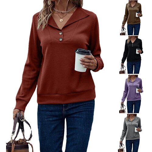 Women's Blouse Patchwork Button Solid / Plain Color Textured Classic Shirt Collar Regular Spring & Fall Black Purple Red Brown Grey
Women's Blouse Patchwork Button Solid / Plain Color Textured Classic Shirt Collar Regular Spring & Fall Black Purple Red Brown Grey