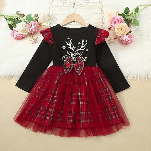 Kids Girls' Christmas Dress Ugly Tulle Dress Maxi Dress Party Mesh Crew Neck Long Sleeve Cute Dress 3-7 Years Winter Black
Kids Girls' Christmas Dress Ugly Tulle Dress Maxi Dress Party Mesh Crew Neck Long Sleeve Cute Dress 3-7 Years Winter Black